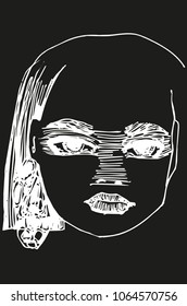 a vector image of a young beautiful girl