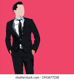 vector image of young businessman standing agains white background