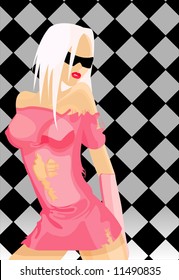 vector image of young girl with dark glasses