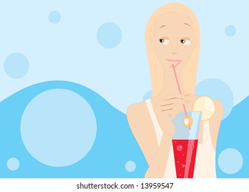 imagen vectorial de la niña que bebe