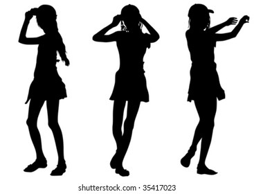 Imagen vectorial de las jóvenes. Silhouette sobre fondo blanco