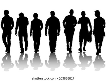 Vector image of young guys coming