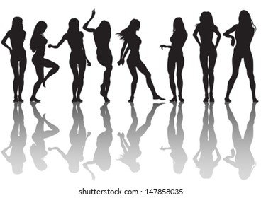 Vector image of young slender girls. Property release is attached to the file