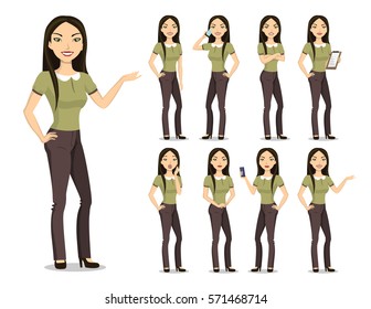 Vector image of a young woman character.