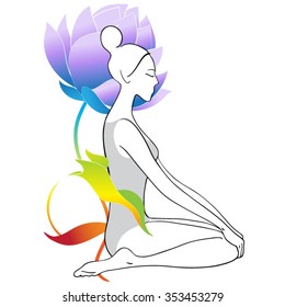 vector image of young woman practicing yoga