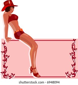 vector image of young woman witn area for your photo, text and etc.