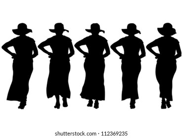 Vector image of young women with hat