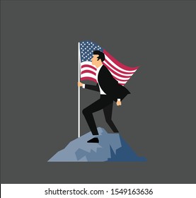 vector image with a youth theme carrying a flag