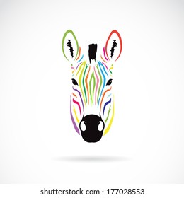 Vector image of an zebra head colorful on white background