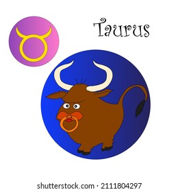 Vector image of the zodiac sign Taurus on a blue background