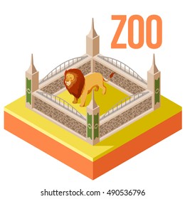 Vector image of the Zoo Lion isometric icon
