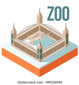 Vector image of the Zoo Snow Leopard isometric icon