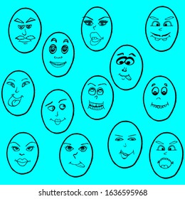 Vector image.Abstract easter eggs with eyes, nose and mouth.Design for greeting cards, covers, prints, wrapping paper.	