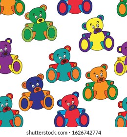 

Vector image.Abstract multicolored toy bear. Cover design, print for textile, children’s clothing.