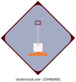 vector image,construction icon with gray background in brown border.