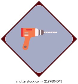 vector image,construction icon with gray background in brown border.