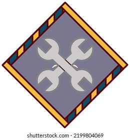 vector image,construction icon with gray background and yellow edges with dark blue.