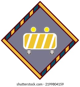 vector image,construction icon with gray background and yellow edges with dark blue.