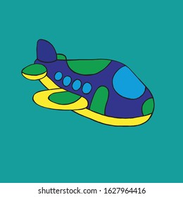 
Vector image.Multicolored toy airplane.Card design, print for children’s clothing, textile.