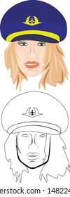 Vector images of aircraft and aircrew, pilot female