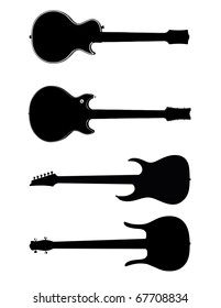 Vector images of all kind of guitars isolated over a white background / Vector guitars silhouettes