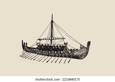 Vector images - ancient viking ship