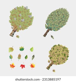 Imágenes vectoriales de escobas de baño con hojas