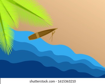 Vector images of boats and rivers. The concept of the passage of man along the river of life. Or the concept of psychology and thinking