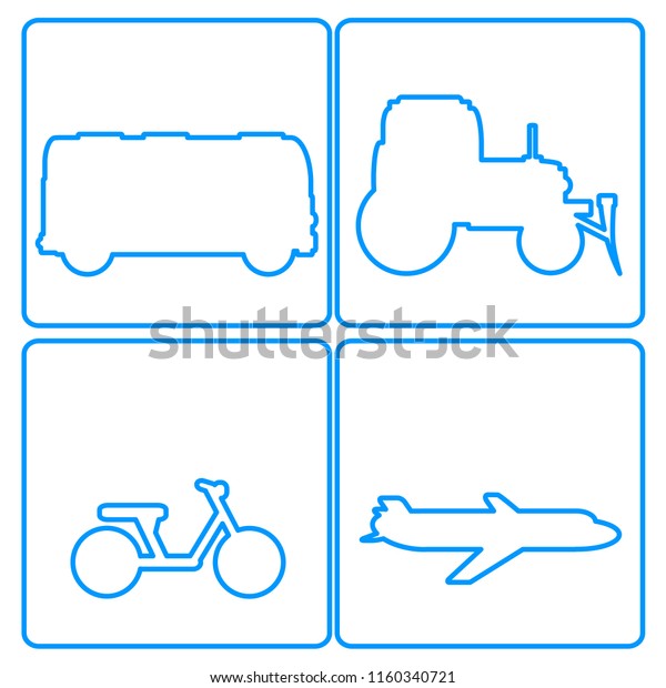 vector images\
of bus, tractor, scooter,\
airplane