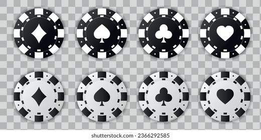 Vektorbilder von Casino-Chips. Sammlung von Casino-Chips zum Spielen, Poker