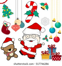 vector images of christmas theme decoration design elements isolated on white background