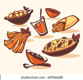 vector images of classic spanish dishes