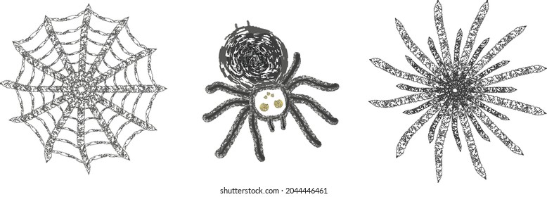 
Vector images of cobwebs and spider on a white background. Halloween themed clipart. Can be used for posters, posters, invitations, flyers.