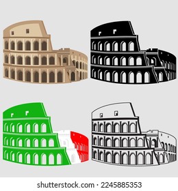Vector images of Colosseum in different styles, Rome