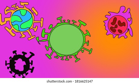 Vector images of coronavirus covid 19 virus in different shapes and design