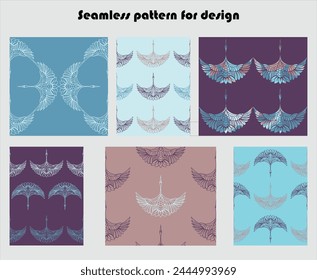 Vector images of cranes in pastel colors