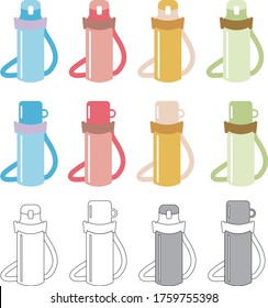 Vector images of cute water bottles