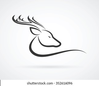 Vector images of deer head on a white background.