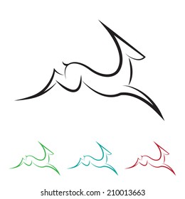 Vector images of deer on a white background.