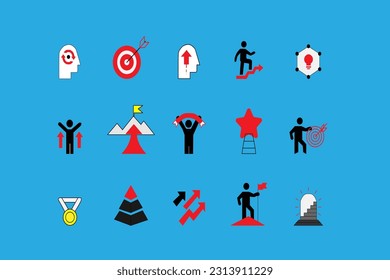 Vector images denoting Self-development. Vector illustration. White Background