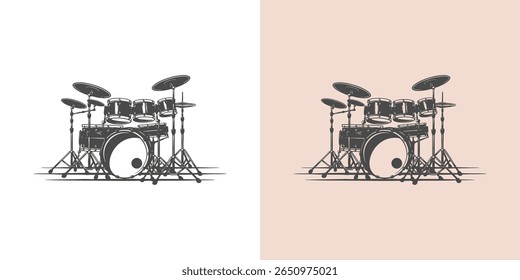 Vector Images Drum Set Silhouette, Clipart, Cutting Files Image, Music Silhouettes, Vector Files for Cricut
