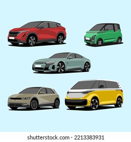 Vector images of Electric Cars Set 