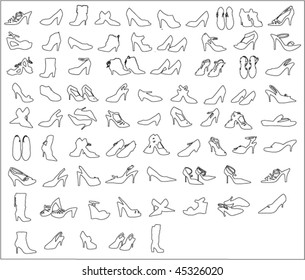 Vector of images of footwear