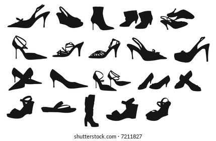Vector of images of footwear