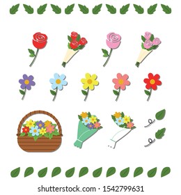 vector images for graphic presentation.  Flower and buquet.