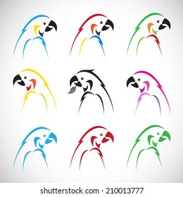 Vector images of group parrot on a white background.