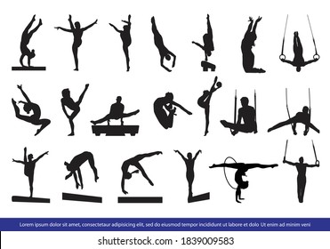 Vektorbilder von Gymnastikathletin Silhouette Set.