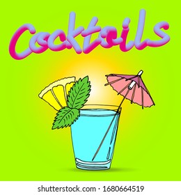 Vector images of hand-drawn cocktails