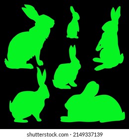 Vector images of hares and rabbits, 
flat icons, targets for hunting.
