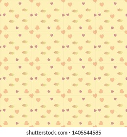 Vector images, heart shaped images and cute clouds, sweet color, Seamless pattern